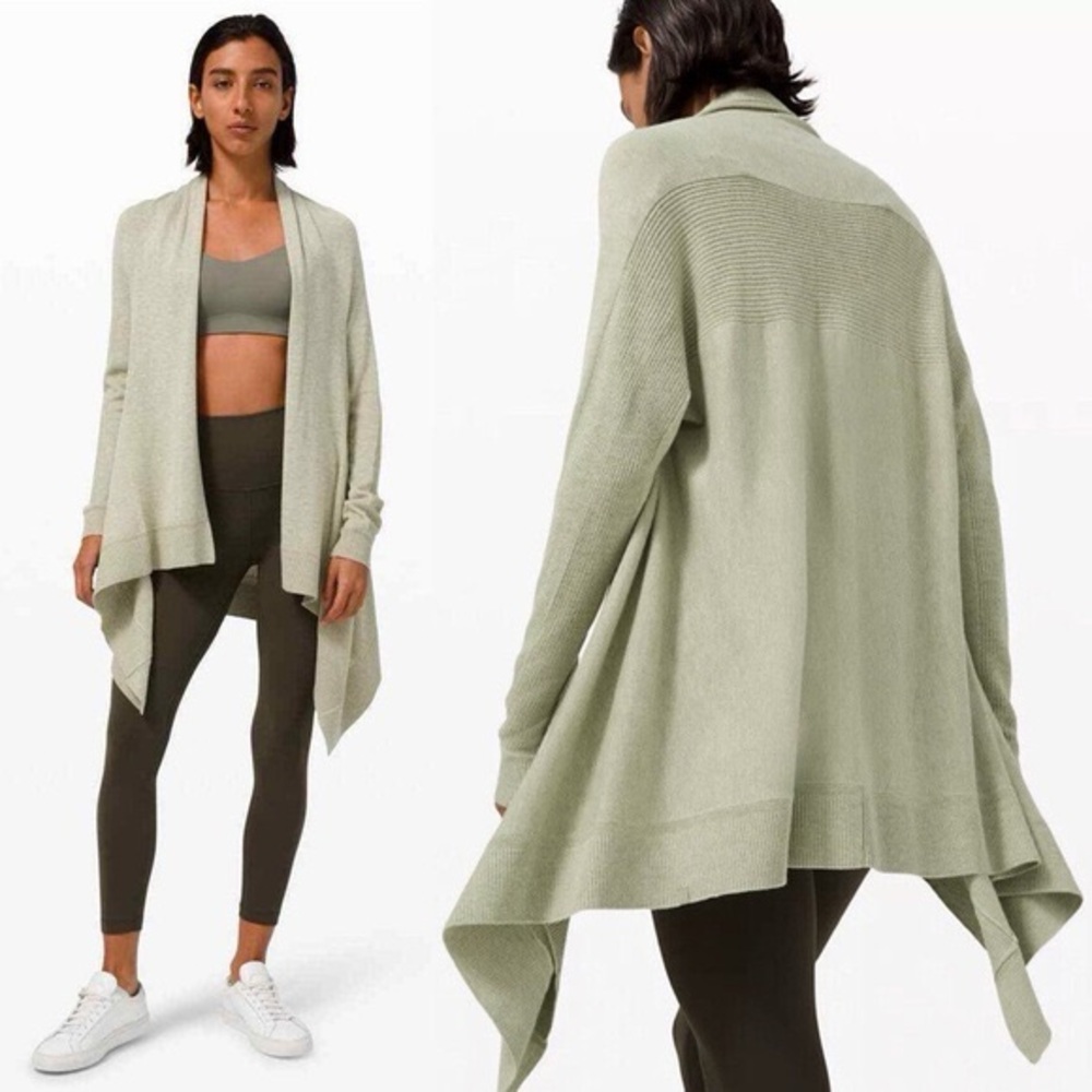 Lululemon Cashlu Knit Wrap Cardigan Heathered Rosemary Green
